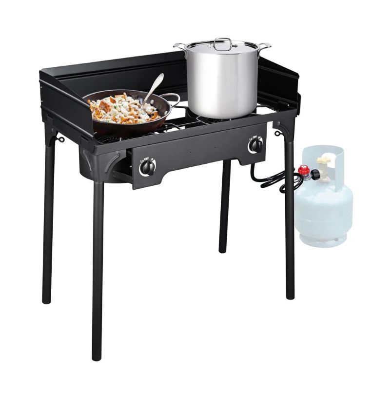 32" Outdoor Burner Double Propane Stove with Stand - Outdoor Cooking Equipment - Thanksgiving Sale