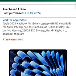 ONLY 1 YR OLD**LIKE NEW**Apple 2024 MacBook Air 15-inch Laptop