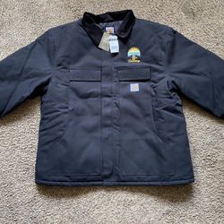 Carhartt Jacket C003 BLK Mens 2XL Black Workwear Arctic Lined Logo Duck Canvas