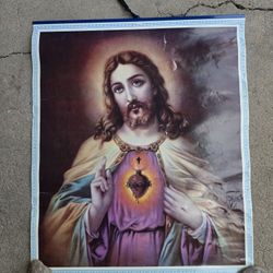 Vintage Sacred Heart of Jesus Scroll