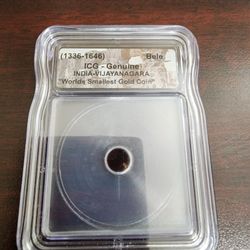 1 ICG Genuine India Vijayanagara World Smallest Gold Coin