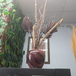 Artificial Floral Arrangement In Ceramic Vase. 