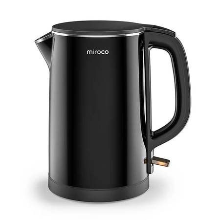 Electric Kettle, miroco 1.5L Double Wall 100% Stainless Steel BPA-Free Cool Touch Tea Kettle, Black