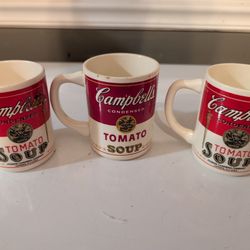 3 vintage Campbell's Tomato Soup ceramic mugs