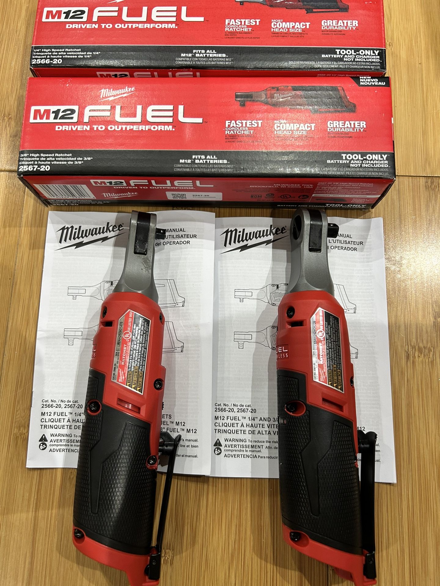 Brand new Milwaukee  $185 Each $350 Both Fuel brushless  3/8 & 1/4 Ratchets M12 Cordless