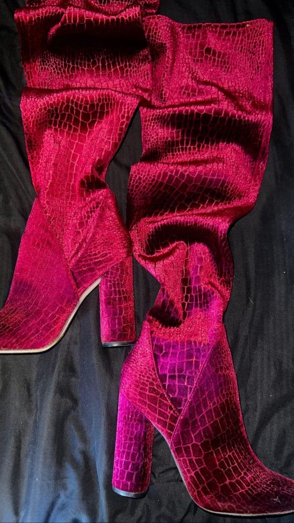 Aldo High Knee Wine Boots