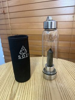 SOJI Crystal Glass Water Bottle + Neoprene Sleeve