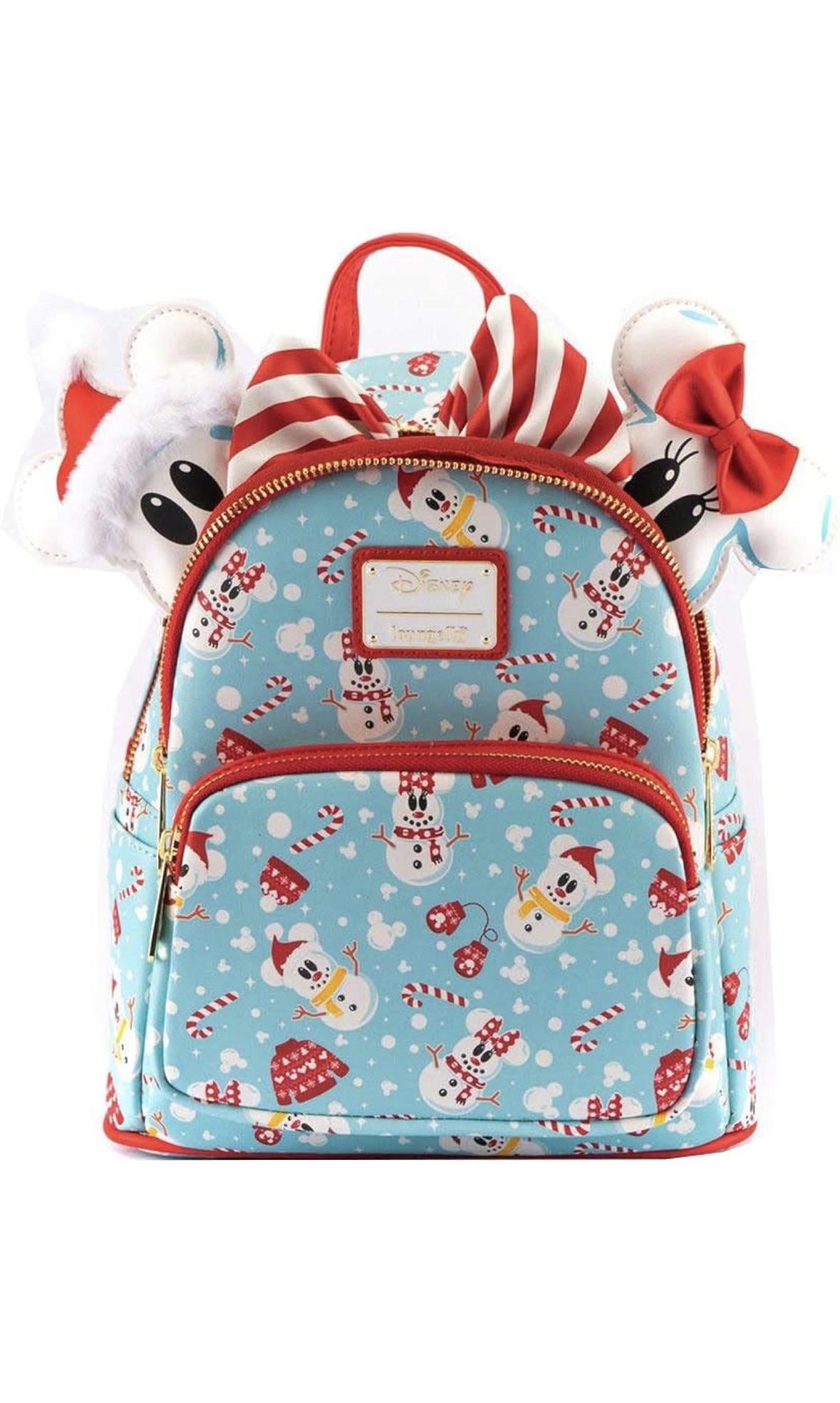 Loungefly Disney Christmas Mickey & Minnie Snowman Backpack & Headband