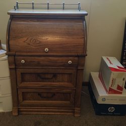 27” Petite Roll-top Desk Solid Golden Oak