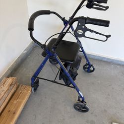 Medical Rolling Walker Seat & Brakes Rotating Wheels
