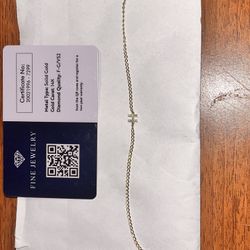 “H” Initial 14k Gold Bracelet With Diamond Charm