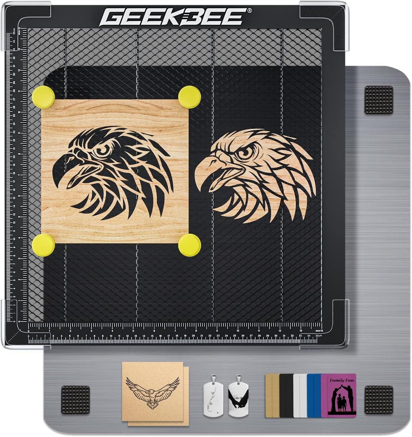 GEEKBEE 15.75x15.75in Honeycomb Laser Cutter Bed + Aluminum Plate 400x400MM