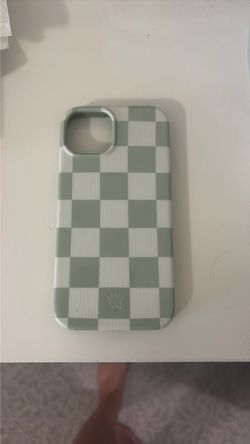 Green and White Checkered iPhone 14 Case