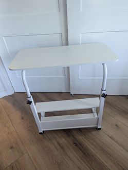 White Adjustable Rolling Laptop Desk