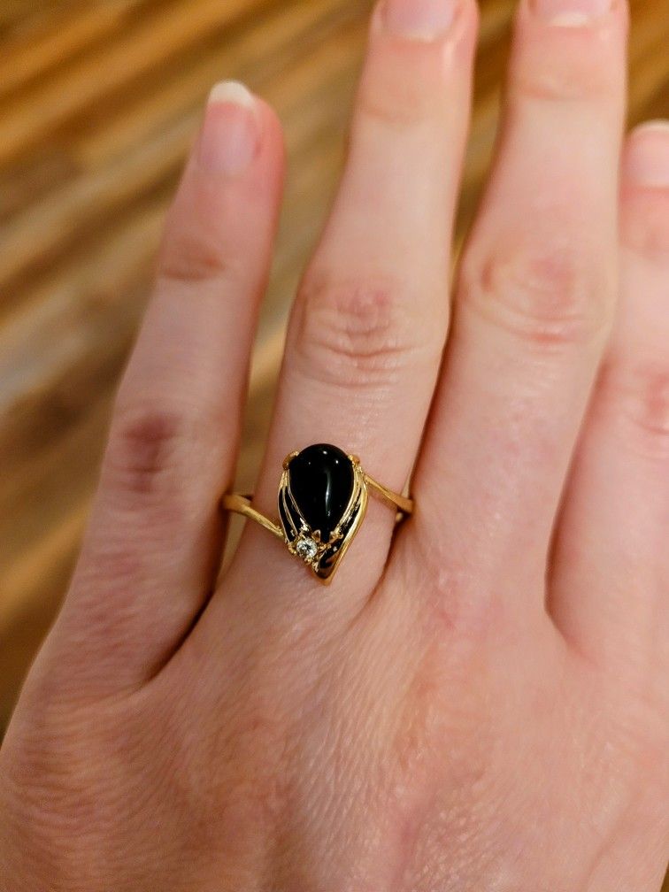 Antique Onyx and Diamond Ring