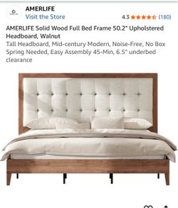 AMERLIFE Solid Wood Full Bed Frame Walnut