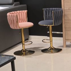 Plush Velvet Bar Stools (3 Colors Available)