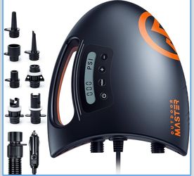 OutdoorMaster Shark 2 High Pressure SUP Pump, Electric Air Pump 20 PSI Auto Cooling & Auto-Off, Dual Stage Inflation, Digital Display, 12V DC, For In
