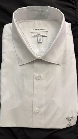 Calvin Klein Steel+ Regular Fit Herringbone Shirt White 18 34/35 2XL