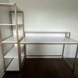 Modern White & Gold Desk + Matching Bookshelf  ✨✨