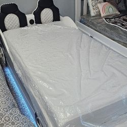 Twin LED Car Bed And Mattress