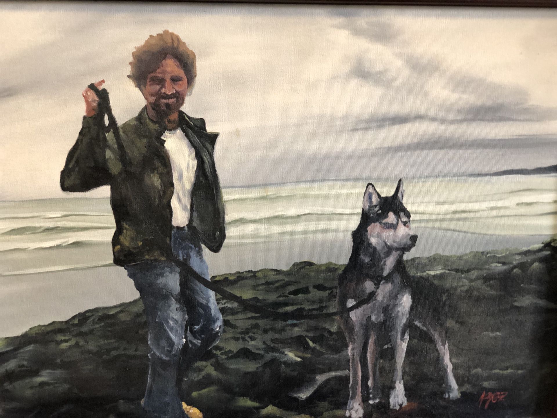 Cool Guy and Watchful Husky Painting!
