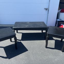 Black Coffee Table + 2 End Tables – Used, Decent Condition