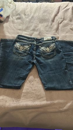Dark Wash Embroidered Wing Pocket Jeans