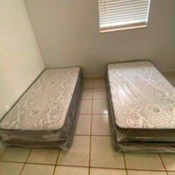 New TWIN SIZE MATTRESS WITH BOX SPRING SET COLCHONES NUEVOS INDIVIDUALES 