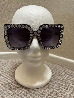 Oversized Rhinestone Square Sunglasses