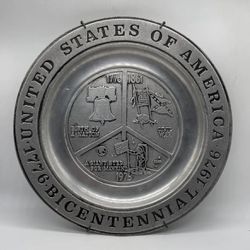 Vintage USA Bicentennial Pewter Plate Carroll N. Abrams 1776 - 1976 Philadelphia