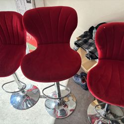 Set of 4 Red Stools