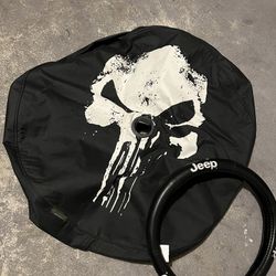2019 Jeep Tire Cover (The Punisher) And A Steering Wheel Cover Va