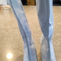 Women's High Boots Patent Leather White New (11)