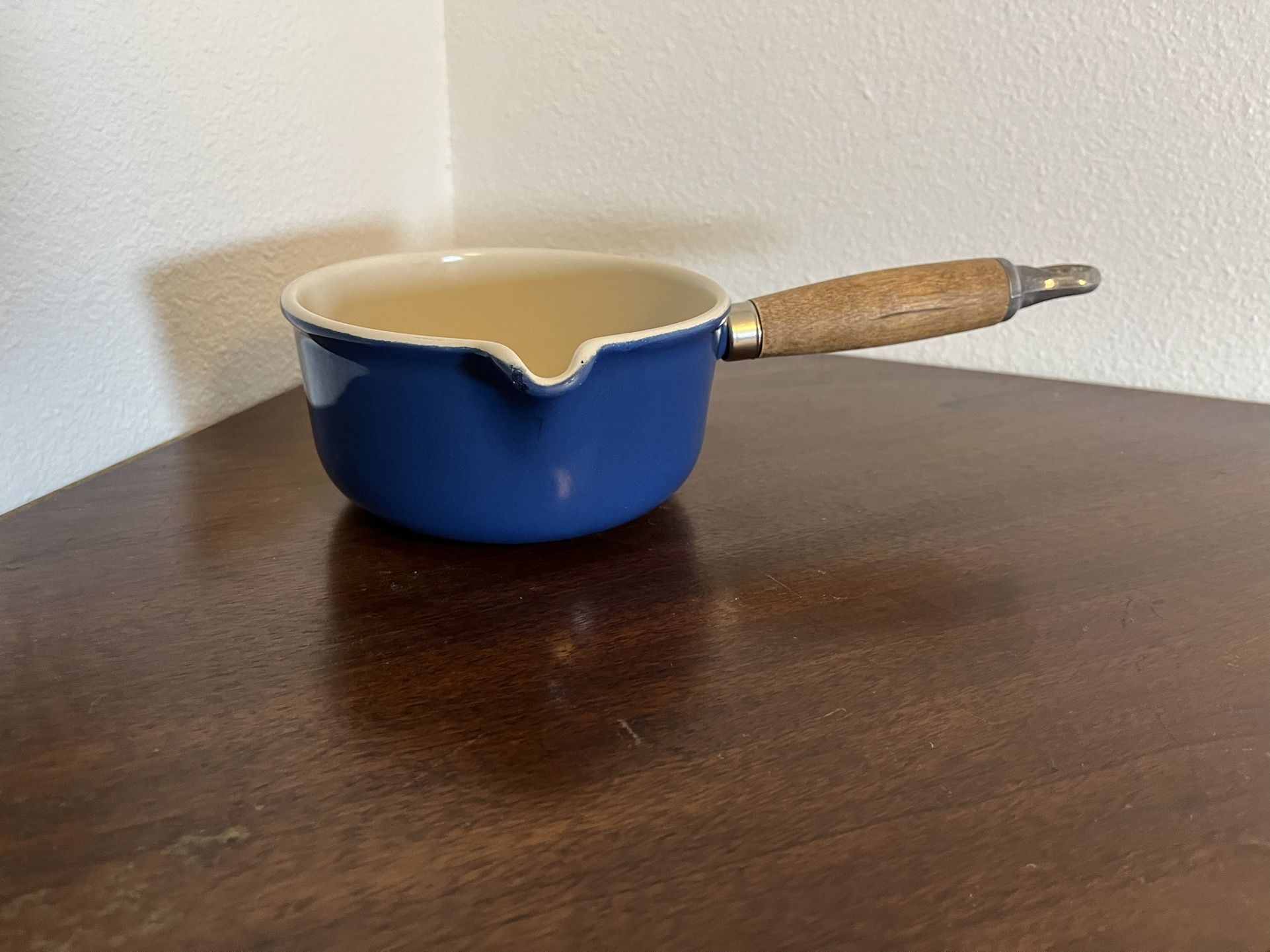 Cobalt Blue Le Creuset Small Pot Pouring Spout #14 Vintage Made in France Saucepan