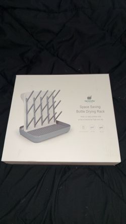 Space saving bottle drying rack