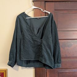 Madewell Green Corduroy Kinston Wrap Top — XL