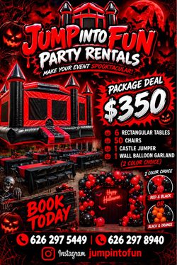 Tables chairs balloon garlands