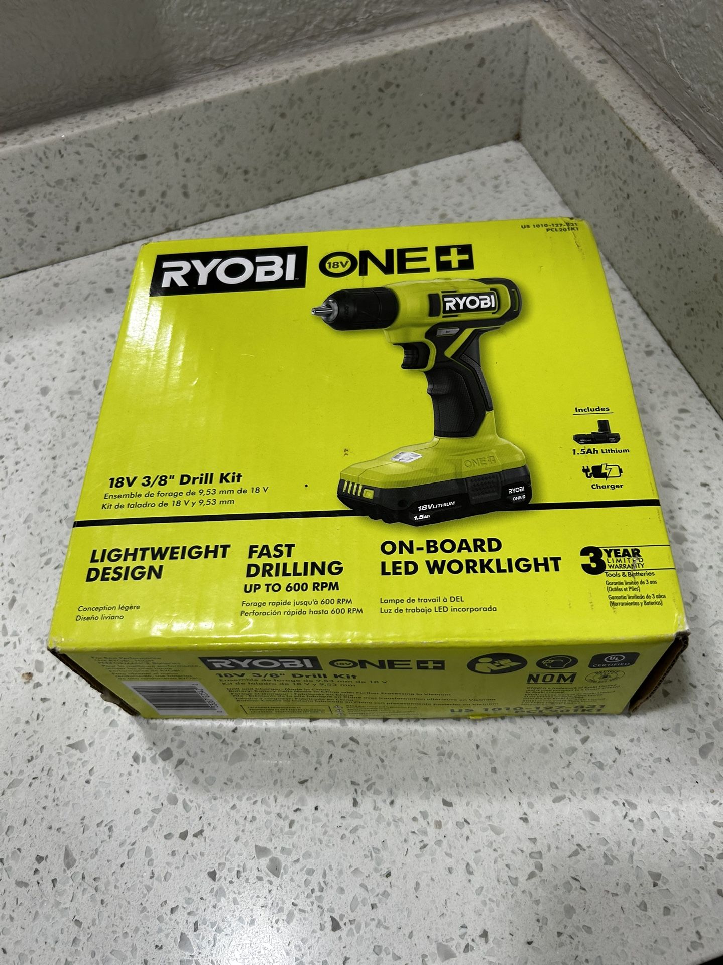 Ryobi ONE+ 18V Cordless 3/8 in. Drill/Driver Kit with 1.5 Ah Battery and Charger