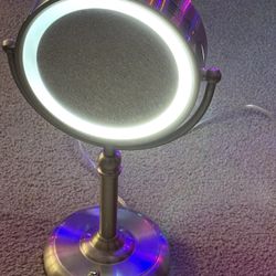 Two Sided LED Lighted Vanity Mirror (One Side 10x Magnification 