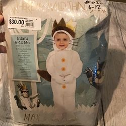 Where The Wild Things Are Max Child Costume Size 6-12 Months -NEW