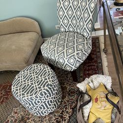 Side Chair w/ottoman storage lid footrest 