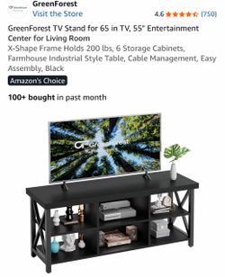 Black 3-Shelf TV Stand / Media Console Table