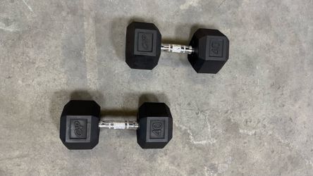 40 lb Rubber Hex Dumbbells Pair