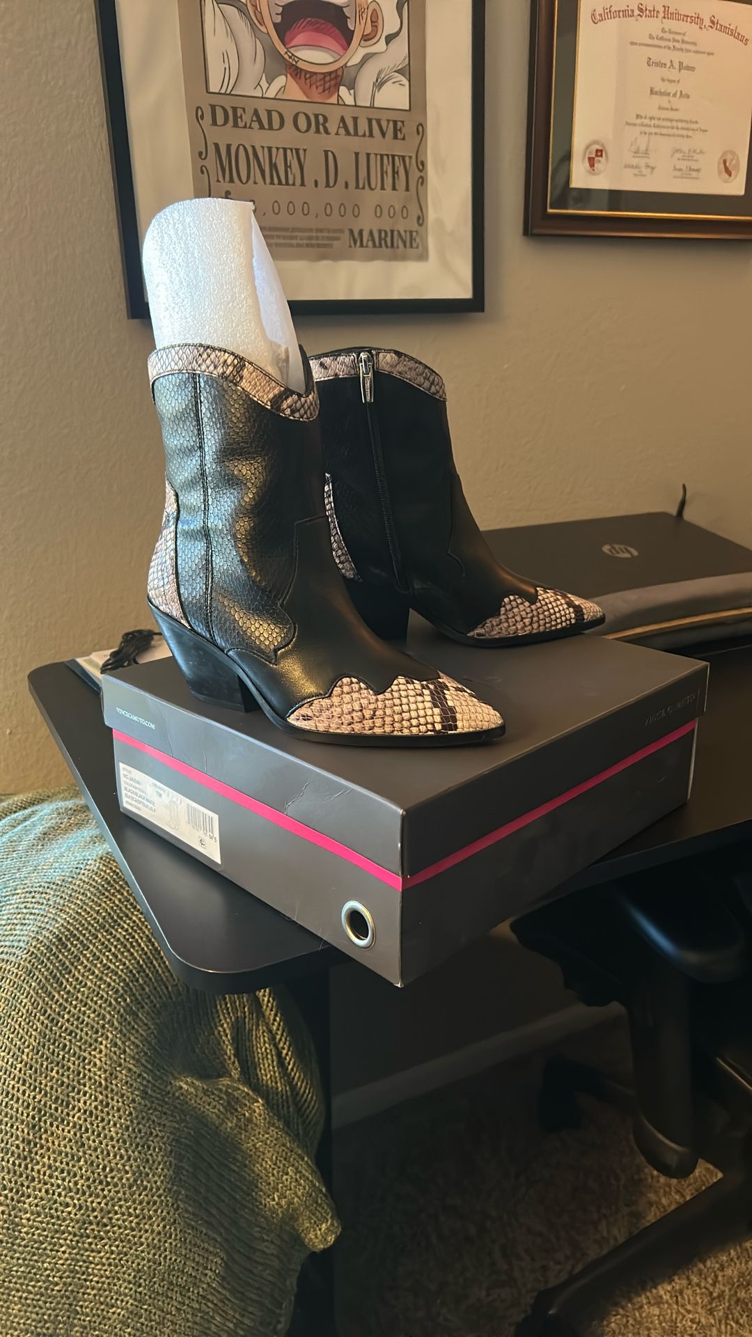 Vince Camuto Snakeskin Cowboy Booties