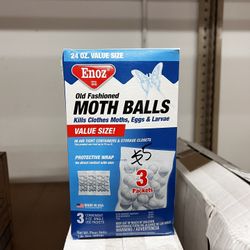 Old Fashioned Moth Balls - Naphthalene, 8oz, Clothes Moth Killer, 3-pack, New 