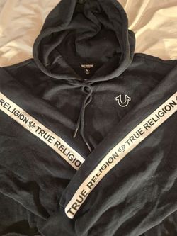$45 🎀 NEW True Religion Women's Ticker Tape Cropped Boxy Hoodie. Size Medium