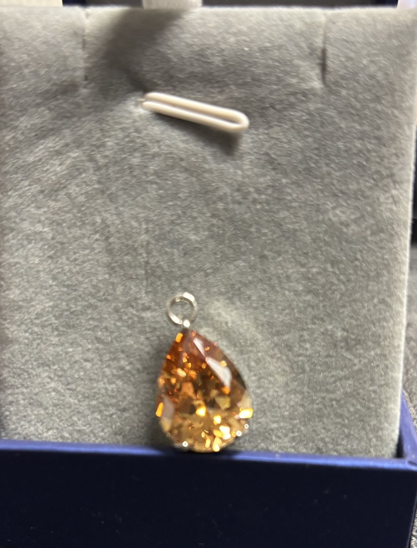 Citrine Color Glass Crystal Pear Pendant
