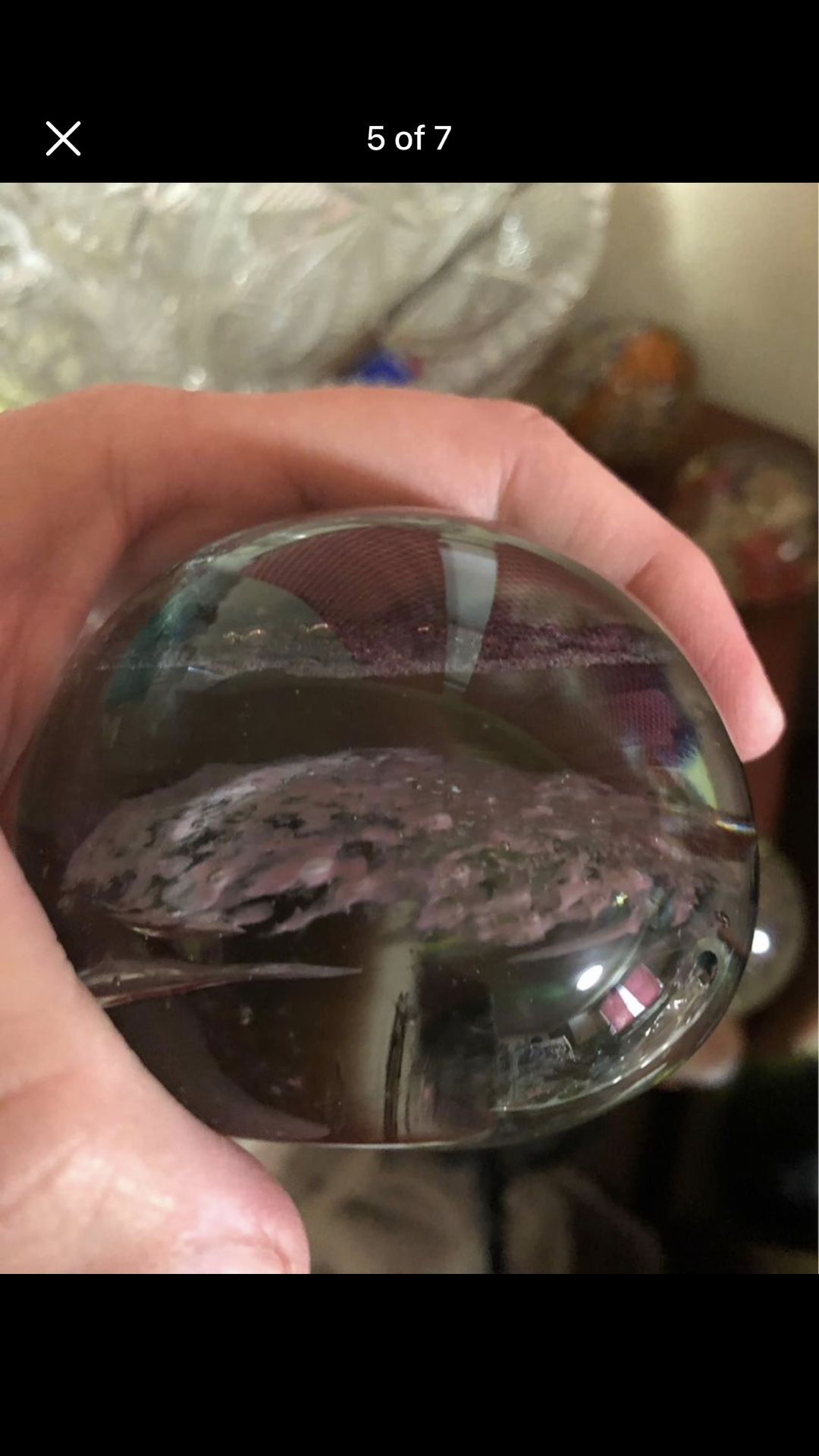 Vintage clear glass with butterfly shape inside paperweight