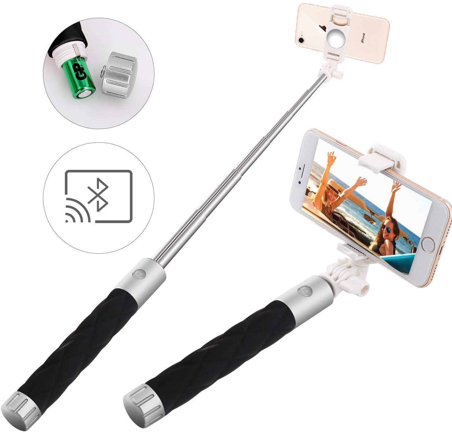 Selfie Stick, Aessdcan Bluetooth Selfie Stick, Mini Selfie Stick Perfect for iPhone X, 8/8P, 7/7P, 6/6S, 5/5S, Samsung Galaxy S8, S7, S6, S5, LG G5 a
